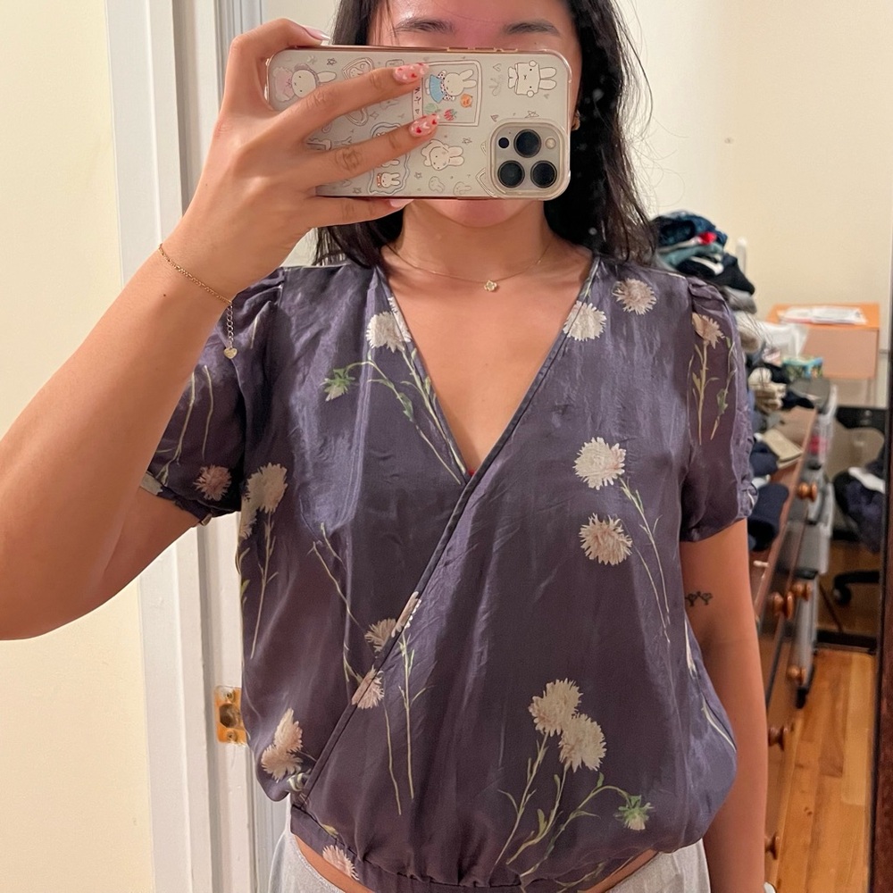 MADEWELL Floral Wrap Top - Purple